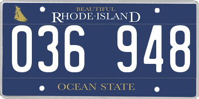 RI license plate 036948