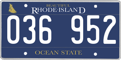 RI license plate 036952