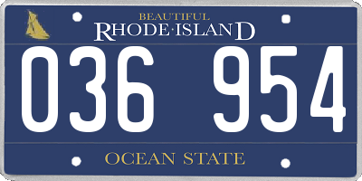 RI license plate 036954