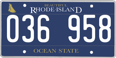 RI license plate 036958