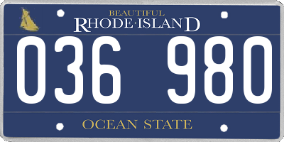 RI license plate 036980