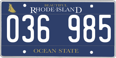RI license plate 036985