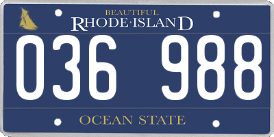 RI license plate 036988