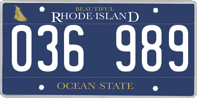 RI license plate 036989