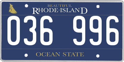RI license plate 036996