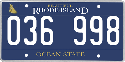 RI license plate 036998