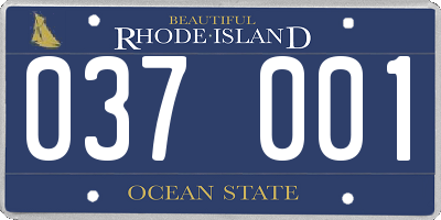 RI license plate 037001