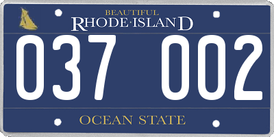RI license plate 037002