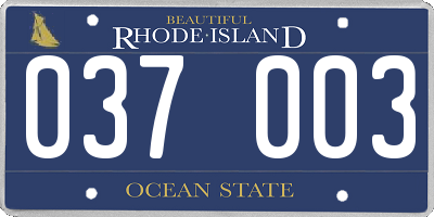 RI license plate 037003