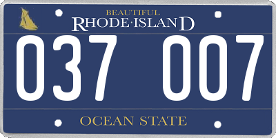 RI license plate 037007