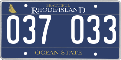 RI license plate 037033