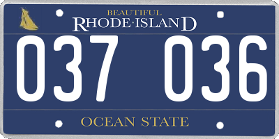 RI license plate 037036