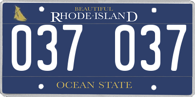 RI license plate 037037