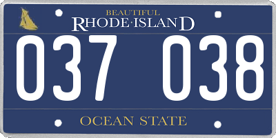 RI license plate 037038