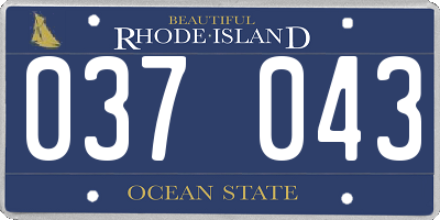 RI license plate 037043