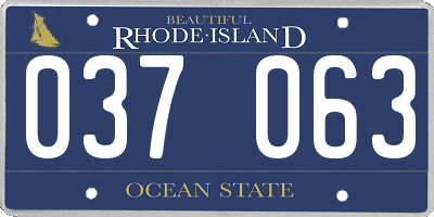 RI license plate 037063