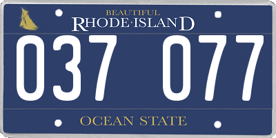 RI license plate 037077