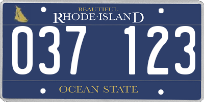 RI license plate 037123