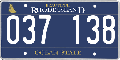 RI license plate 037138