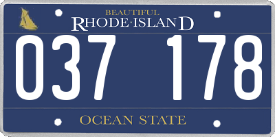 RI license plate 037178