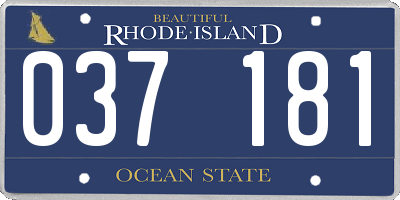 RI license plate 037181