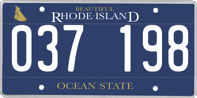RI license plate 037198
