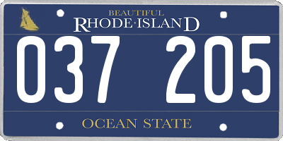 RI license plate 037205