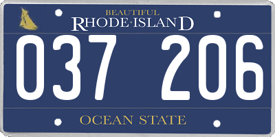 RI license plate 037206