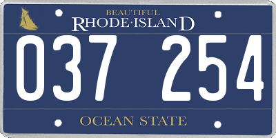 RI license plate 037254