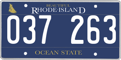 RI license plate 037263