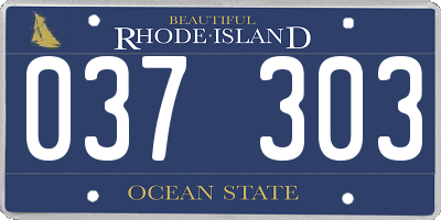 RI license plate 037303