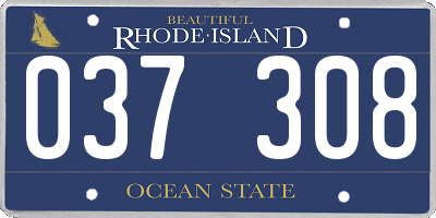 RI license plate 037308