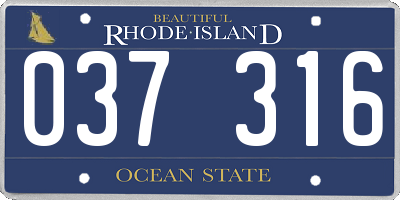 RI license plate 037316