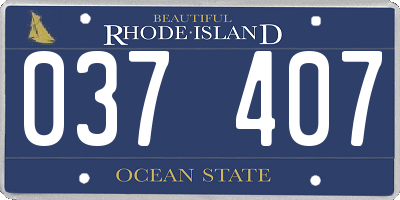 RI license plate 037407