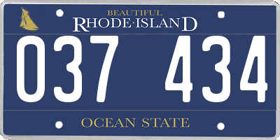 RI license plate 037434