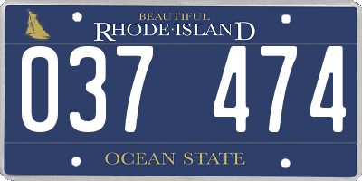 RI license plate 037474