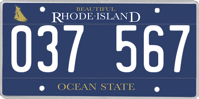 RI license plate 037567