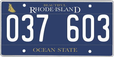 RI license plate 037603