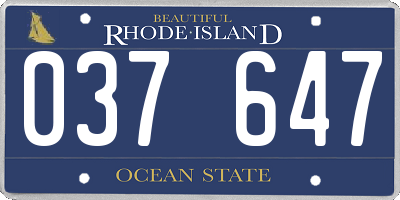 RI license plate 037647