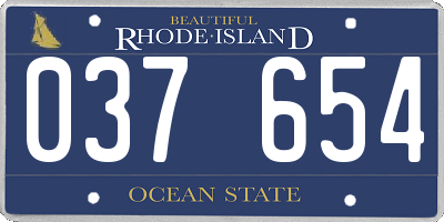 RI license plate 037654