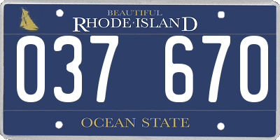 RI license plate 037670