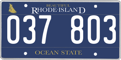 RI license plate 037803