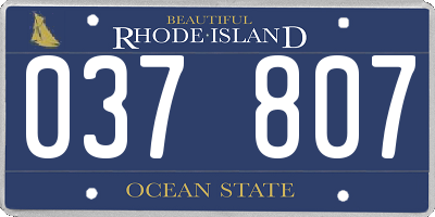 RI license plate 037807