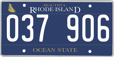 RI license plate 037906