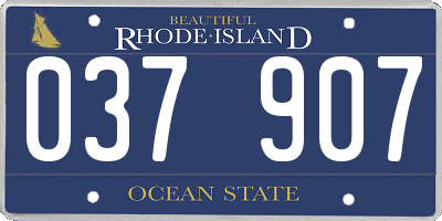 RI license plate 037907