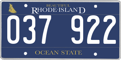 RI license plate 037922