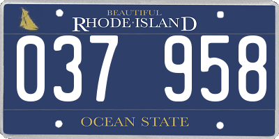 RI license plate 037958