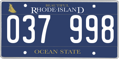 RI license plate 037998