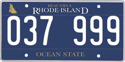 RI license plate 037999