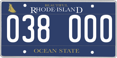 RI license plate 038000